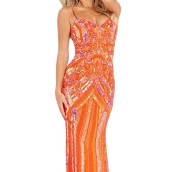 NWT Jovani 38300 Crepe Prom Dress Orange Size 22 - Picture 1 of 6
